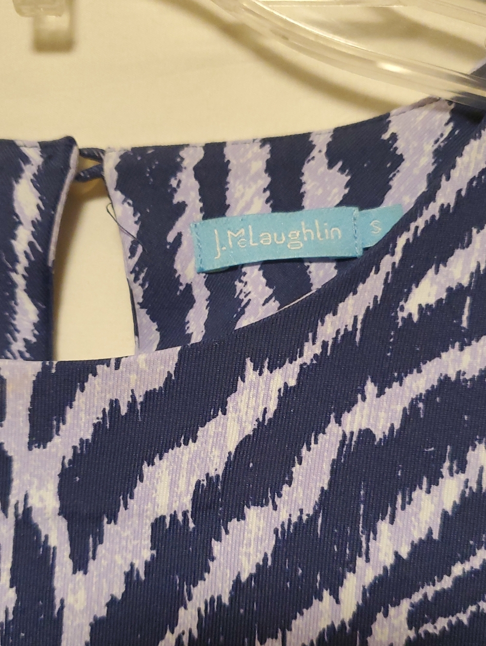 J. McLaughlin Blue White Zebra Long Sleeve Catalina Cloth Sm Vacation Nautical